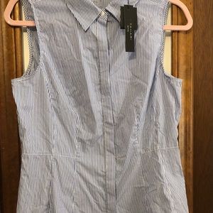Tahari Blue pinstripe blouse